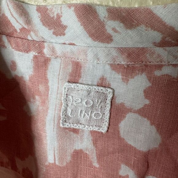 120 % Lino Jacket Women's Large Pink White Misc Full Zip Linen - Picture 2 of 8